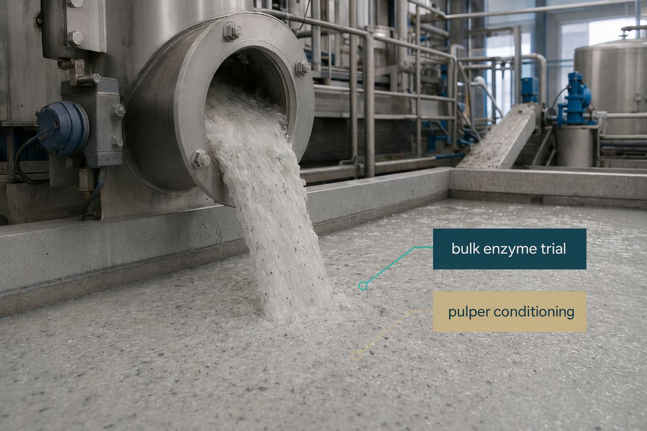 Bulk Enzyme for Recycled Paper Mill Trials | Pulprift
