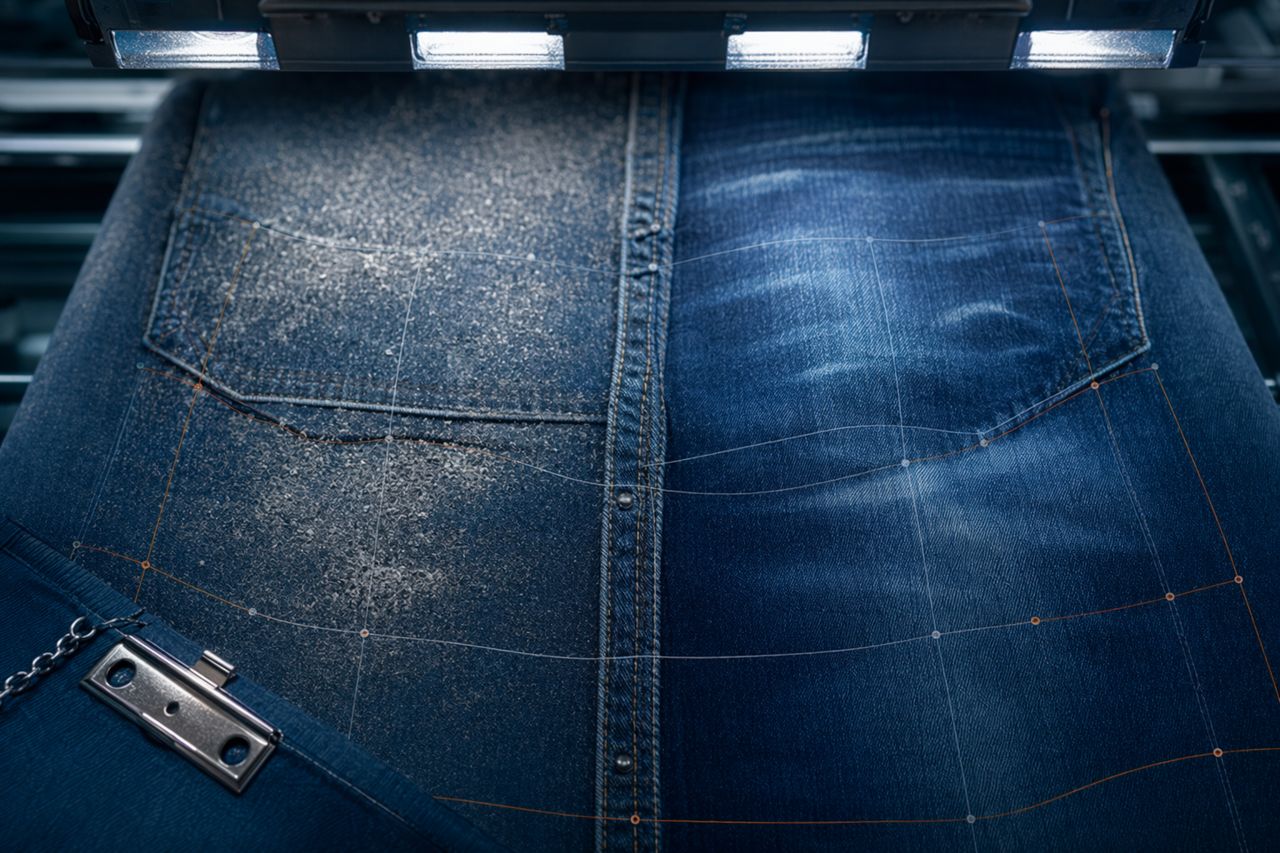 デニムランドリー向け:軽石・人工ストーン・酵素のみのアブレージョン比較