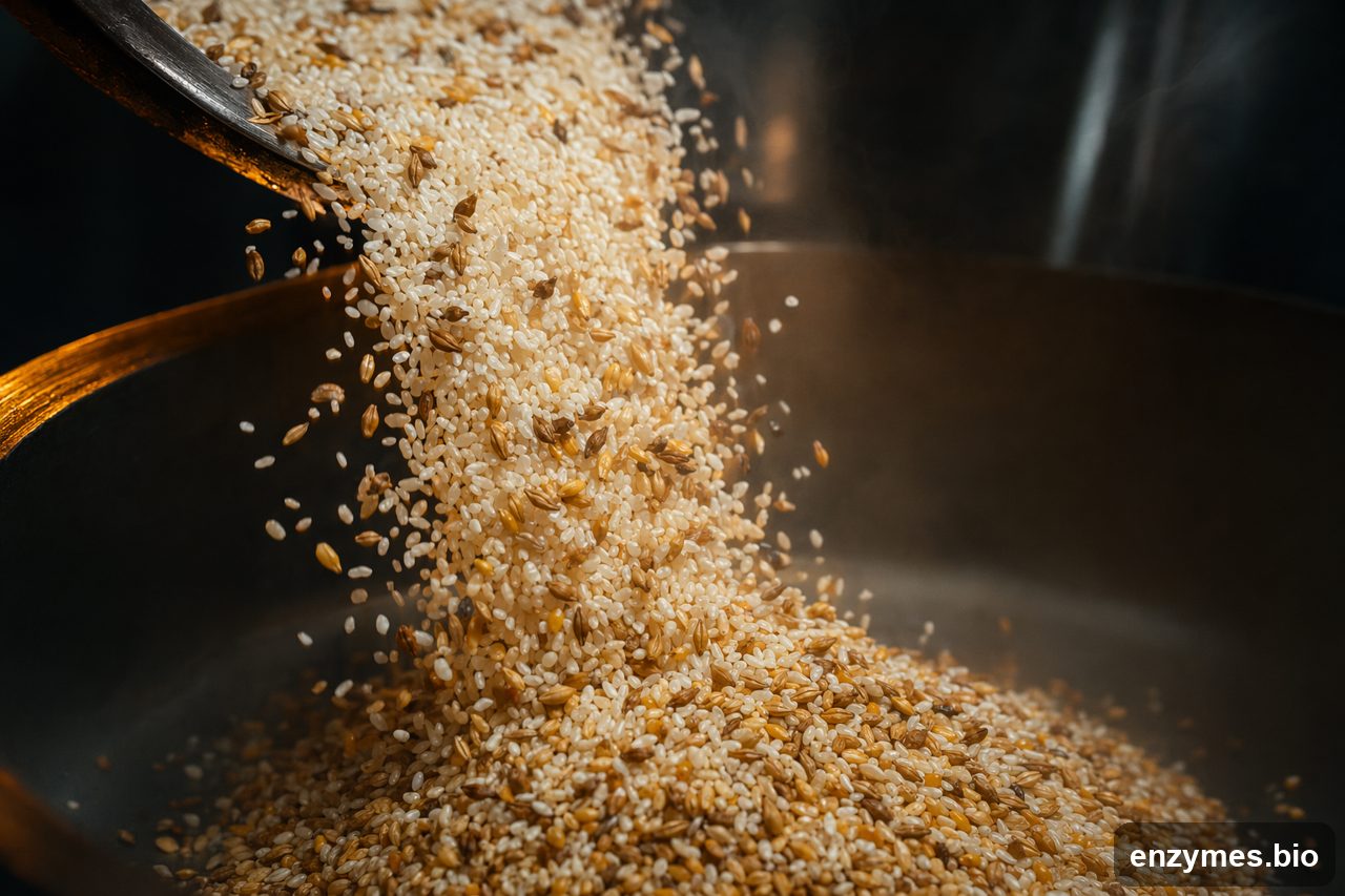 Glucoamylase in rice wine cereal fermentation