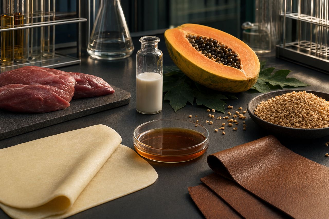 Common Industrial Uses of Papain for Food, Beverage, Leather, and Protein Processing