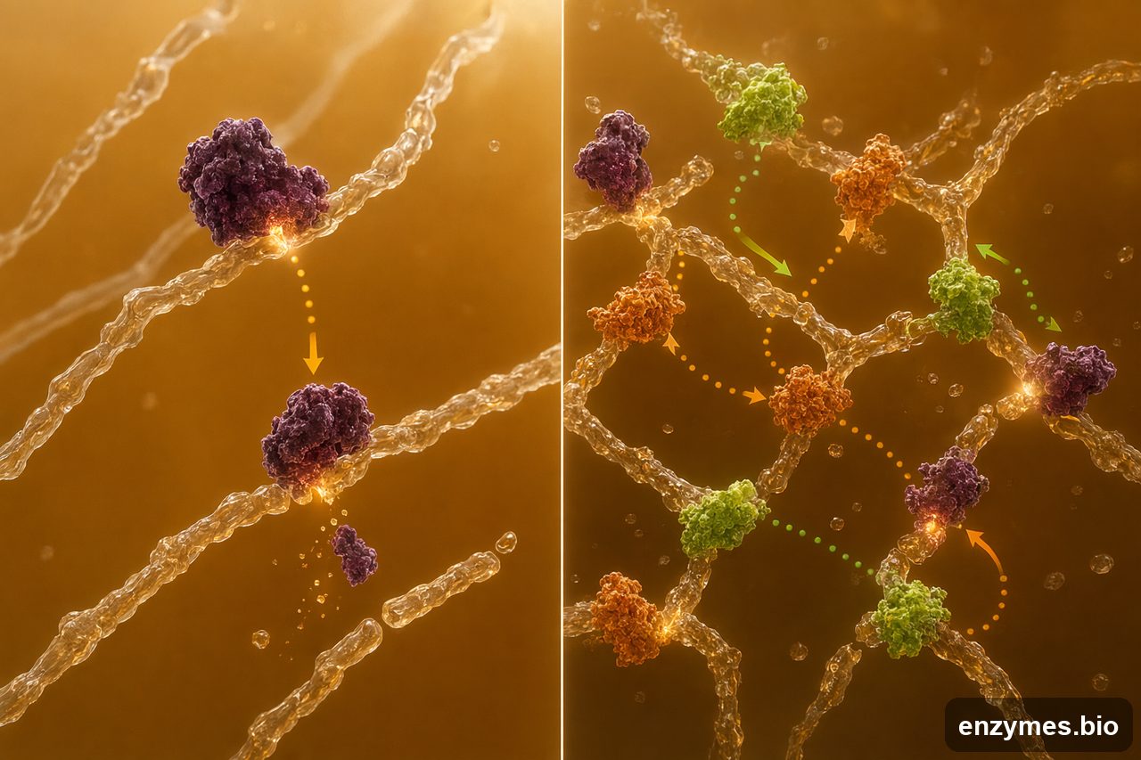 Pectinase — pectinase vs pectinolytic enzyme complex
