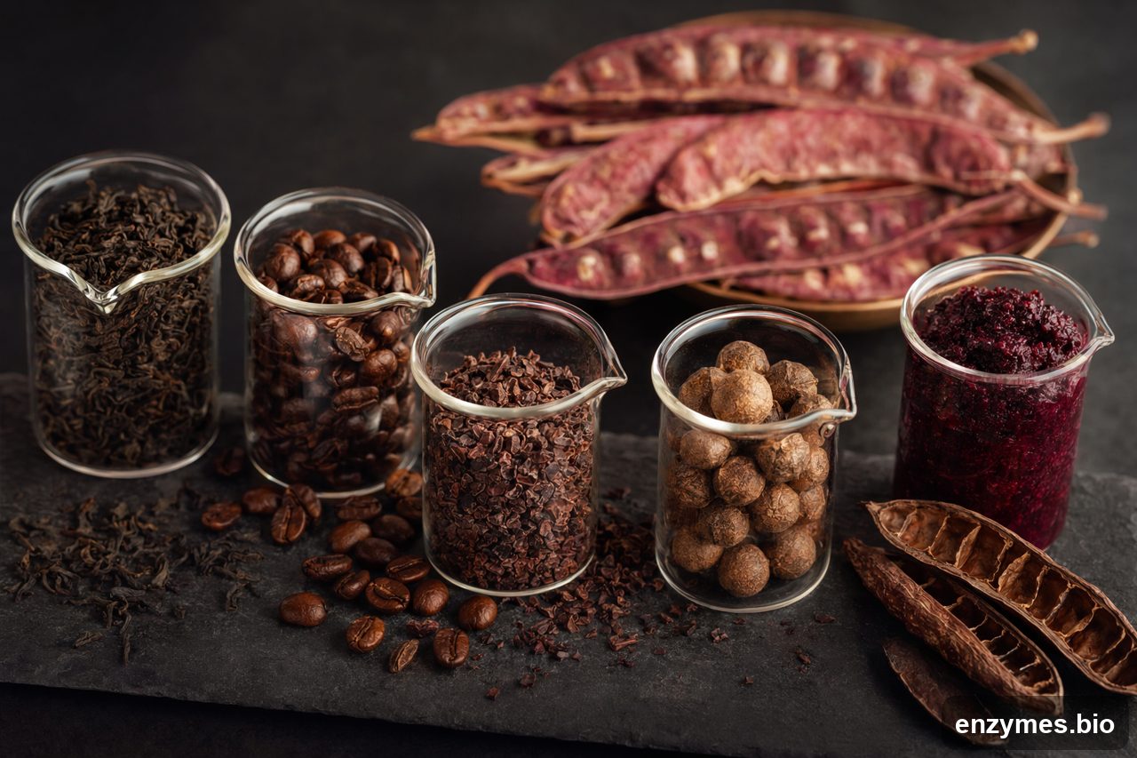 Tannase — tannin rich raw materials